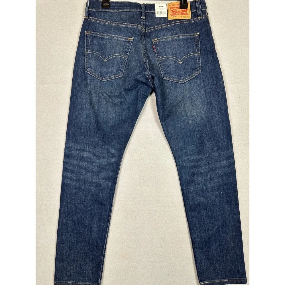 NEW Levis Flex 512 Jeans Mens 33X30 Blue Slim Taper Distressed Stretch Denim